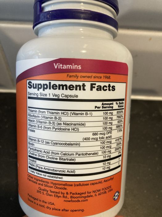 Suplemento NOW B 100 vitaminas complexo B