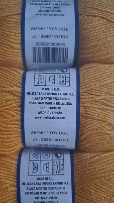 Lote 10 novelos Lã 100% acrílico - Amarelo Torrado - Novo-Melissa Bebe