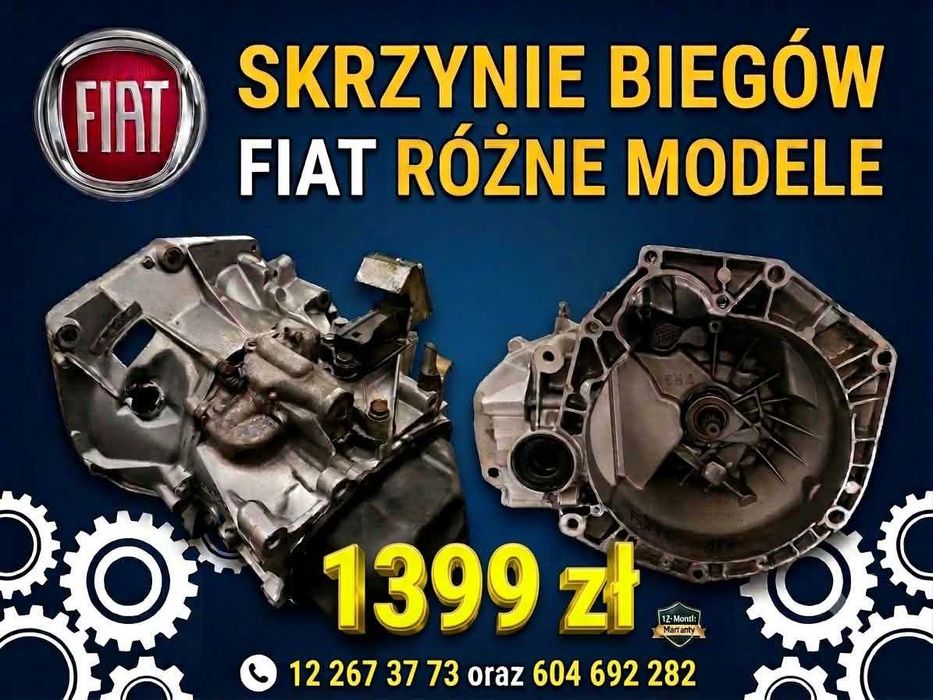 Skrzynia biegów FIAT 500, Punto, Grande Punto, Panda - 12mcy gwarancji