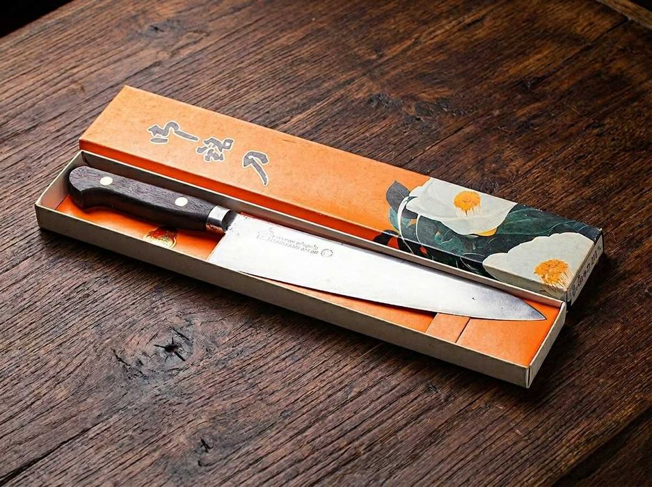 Kultowy Japoński Nóż Szefa Gyuto Masakane Stal Węglowa Vintage 210 mm