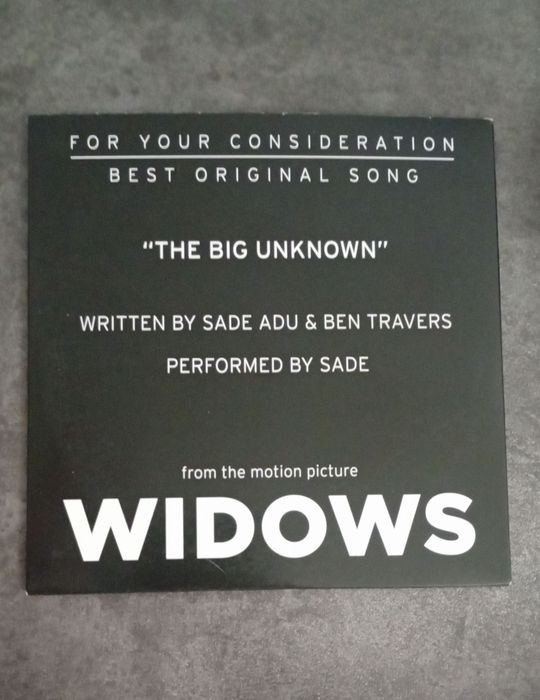 CD Single Sade - "The Big Unknown" from the motion picture 'Widows' - RARO