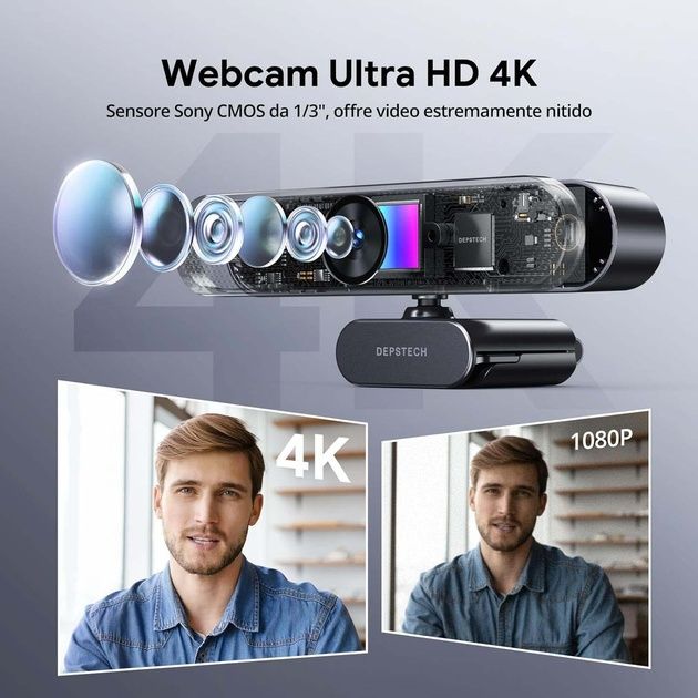 ТОП Вебкамера  DEPSTECH DW50 Pro 4K Ultra HD 3 мікрофоном та автофокус