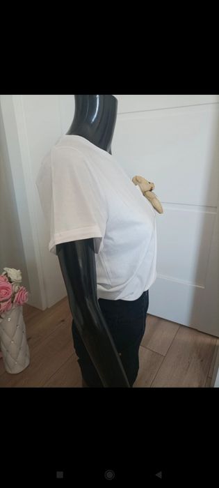 Biały T-shirt z białym misiem Bluoltre S/M