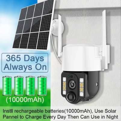 Câmara vigilância solar 4G rotativa exterior 5MP + cartão 128GB