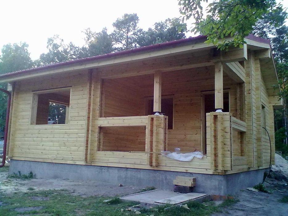 Domek drewniany letniskowy, całoroczny, 35 m2 ściana ,grubość  44mm