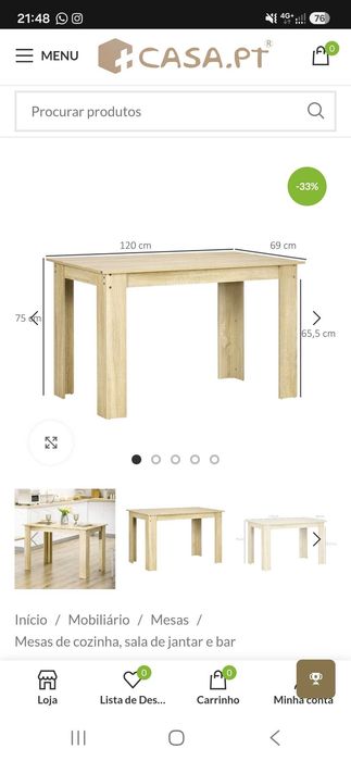 Mesa de cozinha branca e carvalho