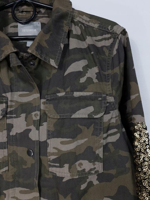 Kurtka parka bawełniana Next 40 L 12 moro z cekinami