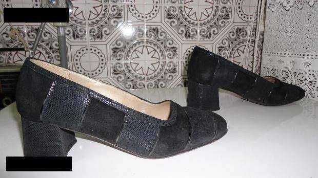 Sapatos de senhora pele/camurça preto Via Veneto