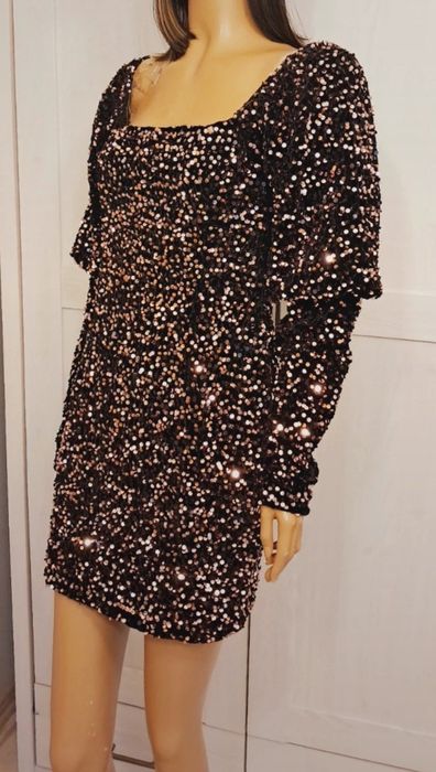 Cekinowa mini sukienka L