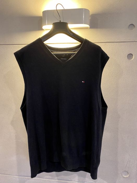 -70% kamizelka Tommy Hilfiger - kaszmir - XL - cotton cashmere granat