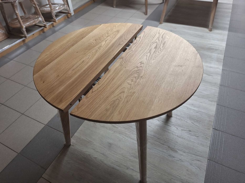 Stół okrągły dębowy rozkładany  100 cm ( dostępny od zaraz)