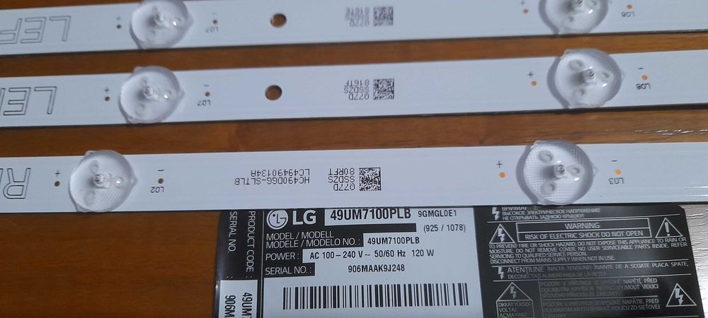 4 tiras led tv lg 49um7100plb /
