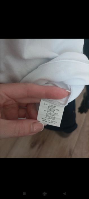 Biały T-shirt z białym misiem Bluoltre S/M