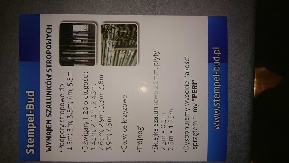 Wynajem Wypożyczalnia SZALUNKI Stropowe Podpory_Stemple PERI-Warszawa