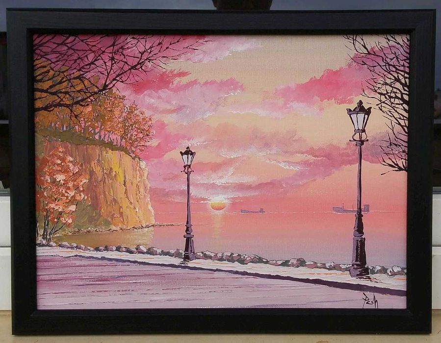 Klif o poranku 30X40 praca ręczna płótno akryle oferuje autor