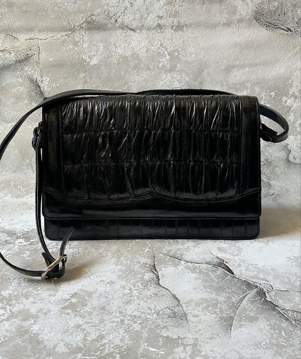 Редкая винтажная сумка из натуральной кожи угря