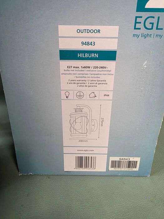 Lampa ścienna kinkiet zewnętrzny czarny Eglo Hilburn