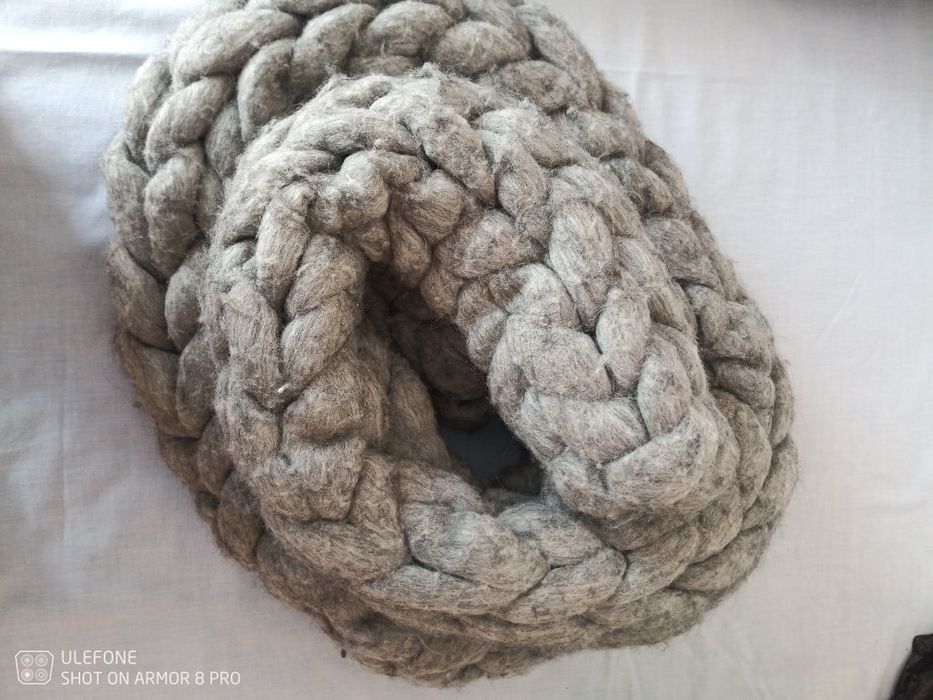 Cachecol único de pura lã Merino que nunca mais acaba