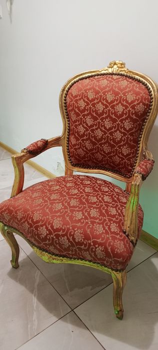 Fotel krzesło ludwikowskie,stylowe Ludwik złote