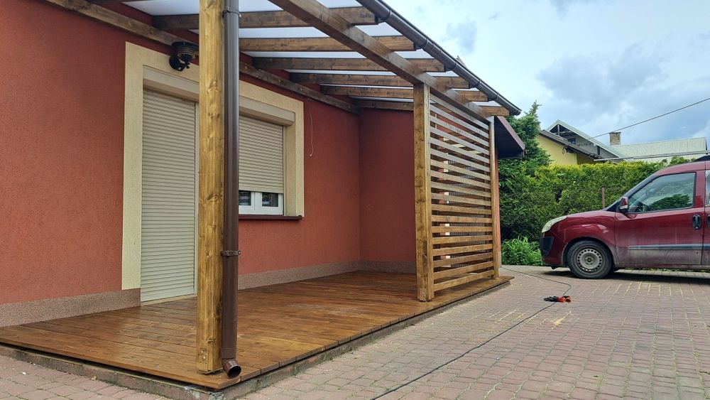 Pergole zadaszenia tarasów wiaty zabudowa tarasu