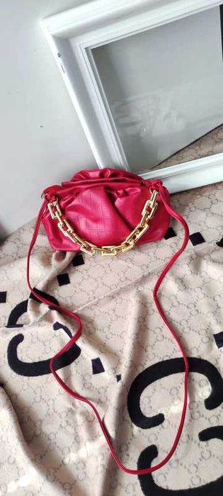 NOWOŚĆ! Piękna czerwona torebka TORBA damska marszczona Prezent Święta