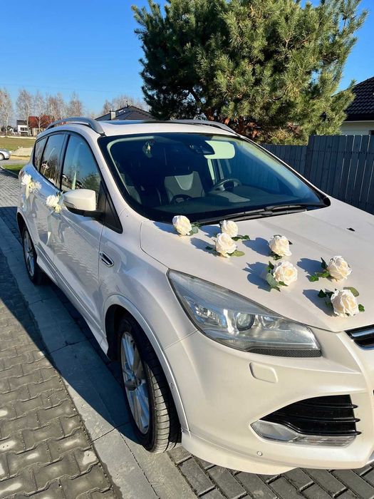 Dekoracja samochodu na samochód do ślubu kwiaty premium eukaliptus