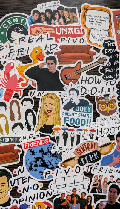 Набор наклеек сериал друзья friends стикеры наклейки на ноутбук