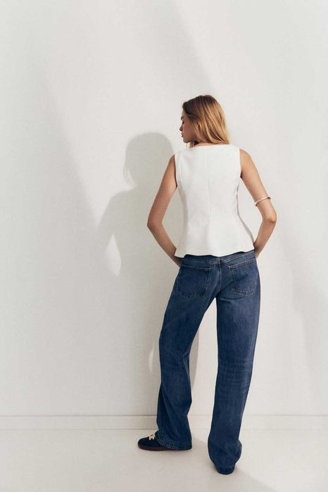 ZARA Luksusowy TOP Bluzka z baskinką M