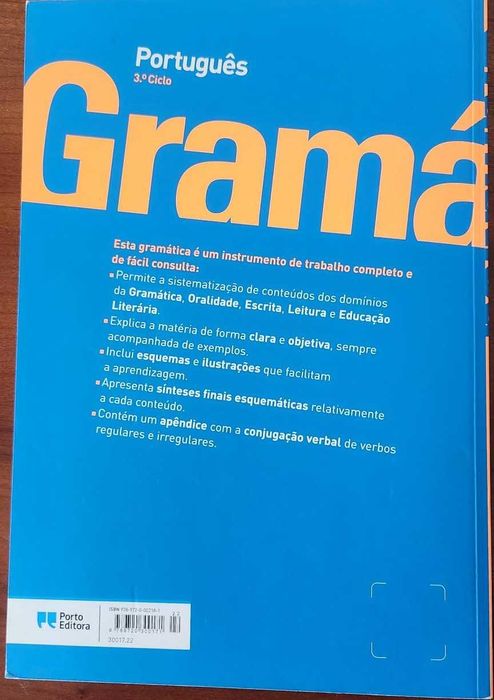 Gramática de Português 3.º Ciclo, da Porto Editora, excelente estado