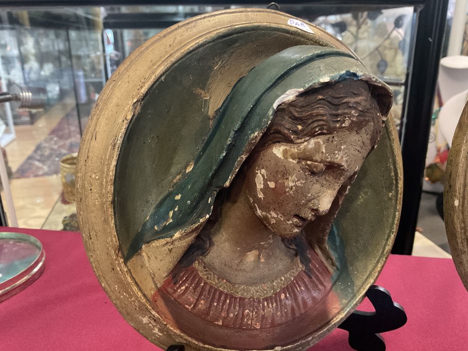 Placas virgem mary 1940 ítaly 17 cm chalkware