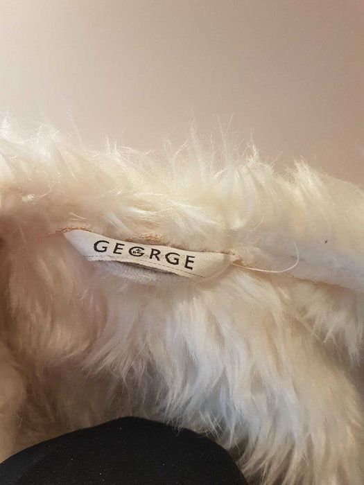 Kożuch z futrem na zimę ciepły ecru George