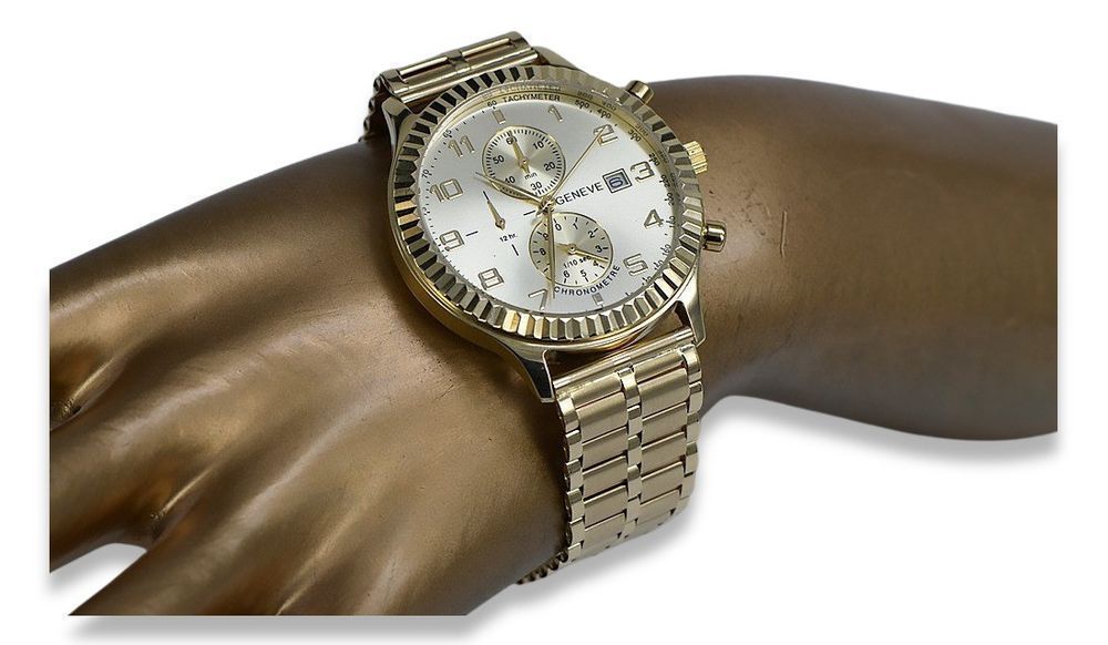 Złoty zegarek z bransoletą męski 14k Geneve mw007y&mbw007y Katowice