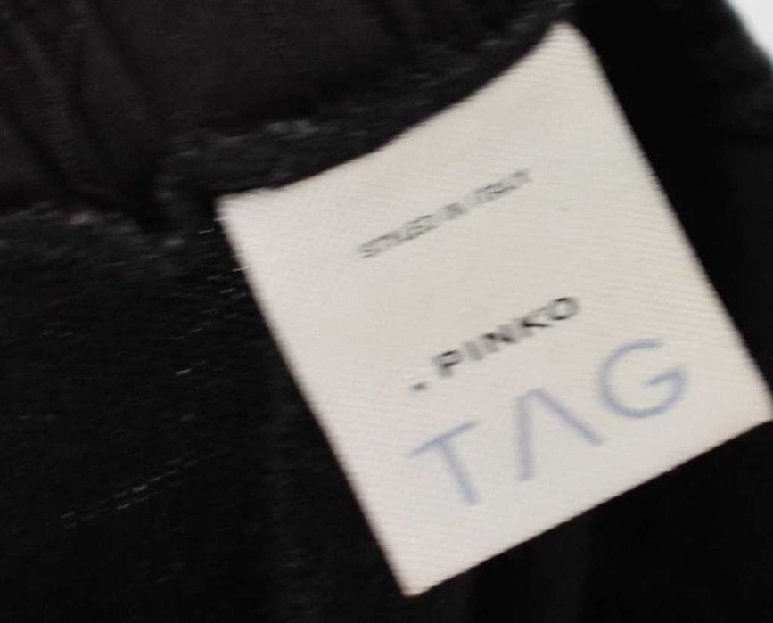 Pinko skórzane spodnie joggery cvzarne wełniane ze sznurkiem