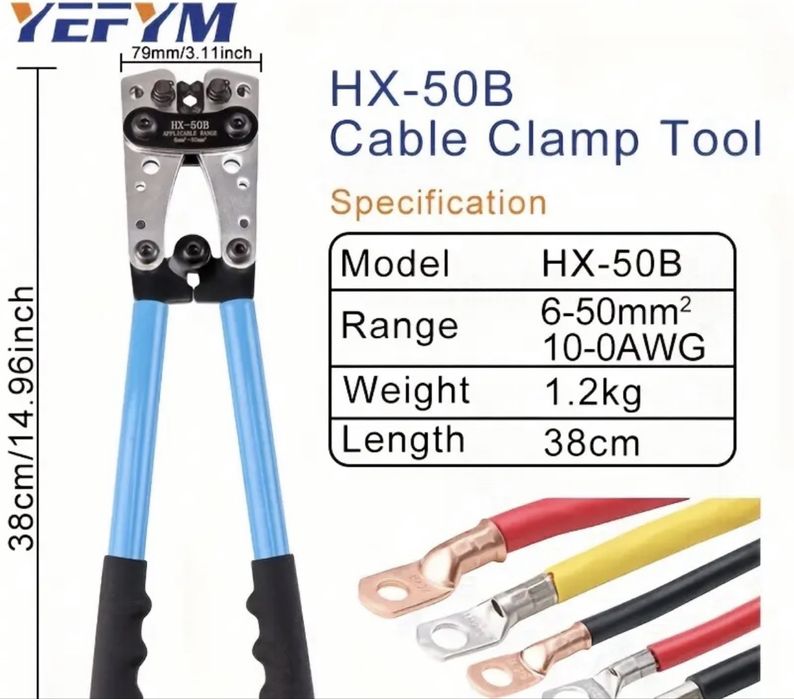 Alicate de Cravar terminais Profissional HX-50B (6-50mm²)