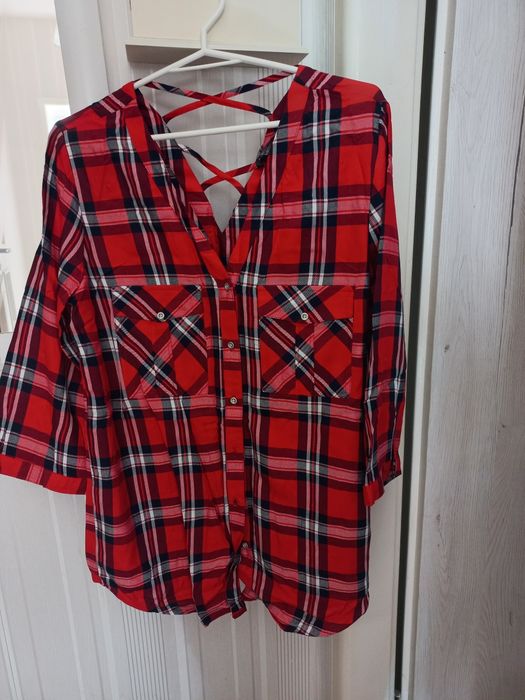 Długa koszula w kratę, tunika