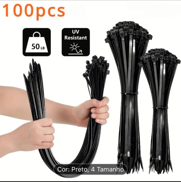 KIT COM 100 ABRAÇADEIRAS DE ALTA TRAÇÃO64170331541761120