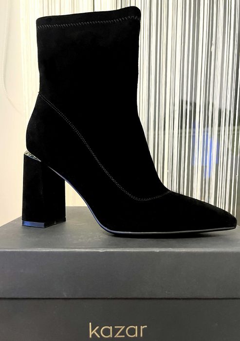 Botki damskie KAZAR - czarny zamsz, na słupku, NOWE, rozmiar 41