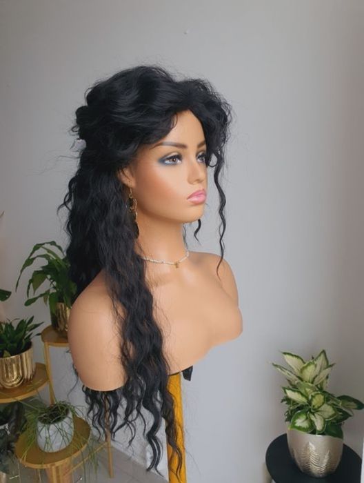 Peruka loki fale czarna naturalna fryzura Shakira