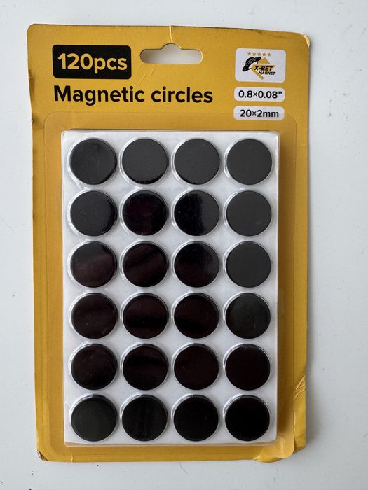 Магнітні кружечки 120 шт для дошки та холодильника 20×2мм