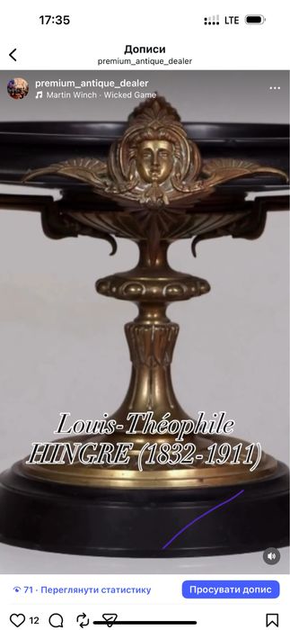 Бронзова ваза, Франція, Louis-Théophile Hingre