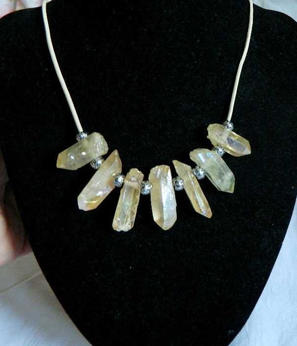 Cytryn - słoneczny kamień, oryginalny naszyjnik, kolia