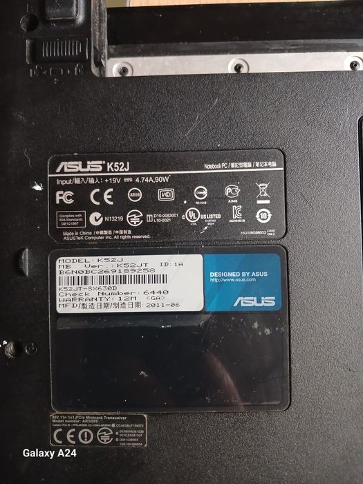 Продам ноутбук asus A52J