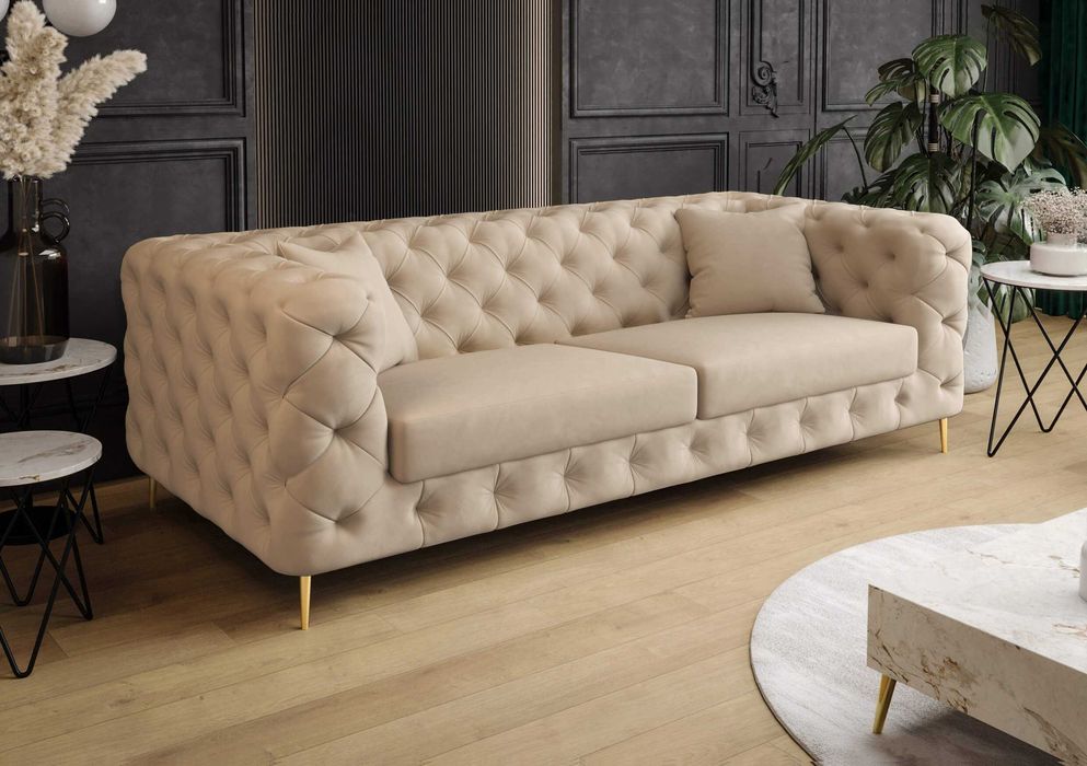 Sofa Boston Chesterfield Elegancka Pikowana Luksusowa