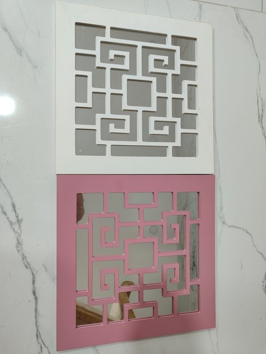 2 Decorative Pink and White Frames/Mirrors64409360336257120