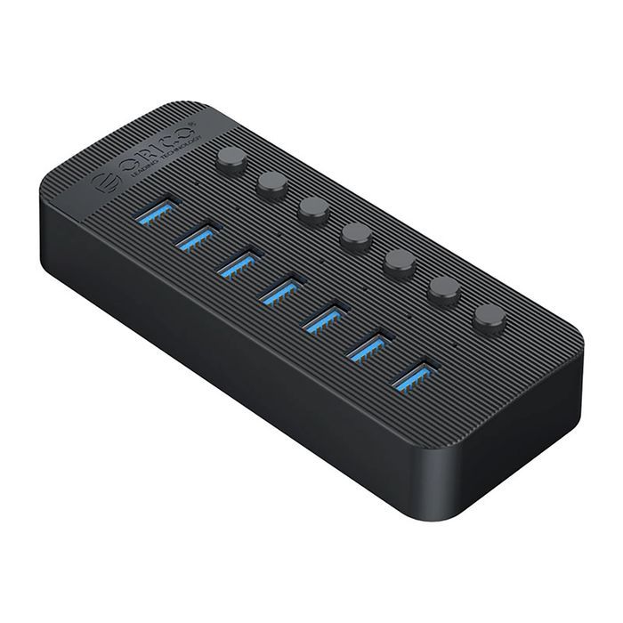 Hub Orico CT2U3-7AB 7x USB-A 3.0 z włącznikami - czarny