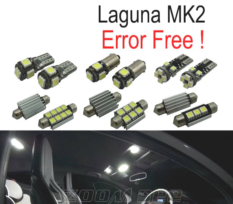 KIT COMPLETO 18 LAMPADAS LED INTERIOR PARA RENAULT LAGUNA II MK2 01-07