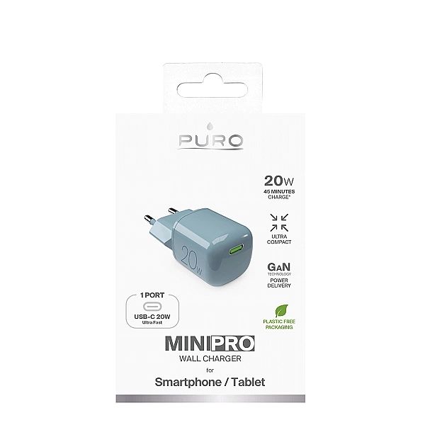 Ładowarka sieciowa Puro 20W GaN USB-C - zielona