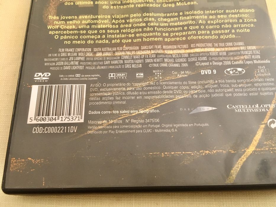 Wolf Creek 2005 Disco de 9GB de 94 minutos com DTS 5.1 (Portes CTT GRATIS)