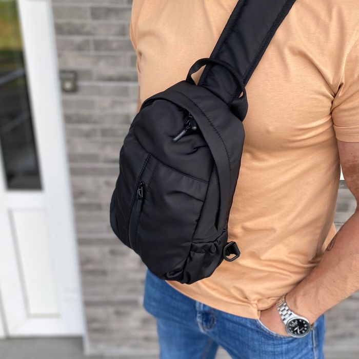 Сумка нагрудна через плече слінг чоловіча чорна Soft Shell