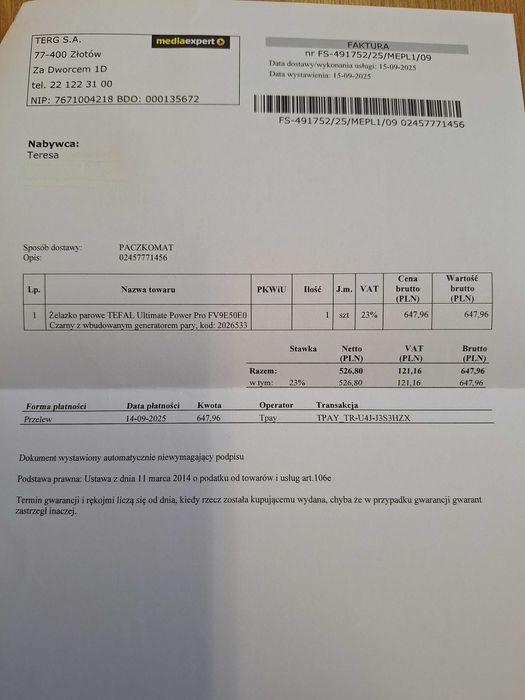 Żelazko parowe TEFAL Ultimate Power Pro FV9E50E0 z  generatorem pary